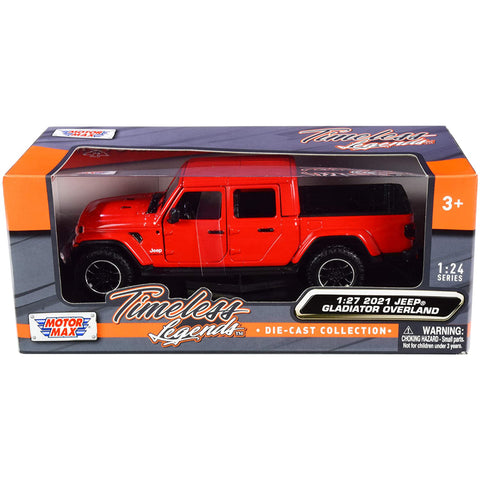 2021 Jeep Gladiator Overland Closed Top 1:27 Scale Diecast Model Red by Motor Max 79365