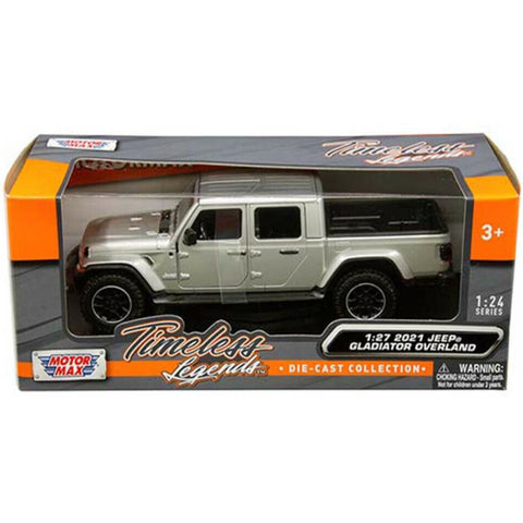 2021 Jeep Gladiator Overland Hard Top 1:27 Scale Diecast Model Silver by Motor Max 79365