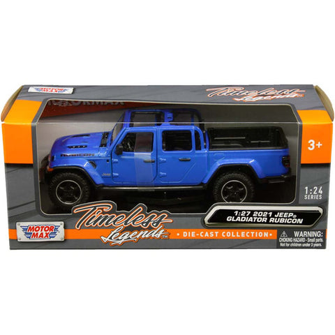 2021 Jeep Gladiator Rubicon Open Top 1:27 Scale Diecast Model Blue by Motor Max 79370