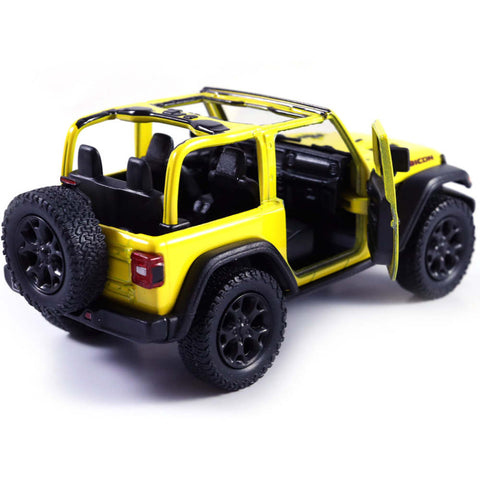 2021 Jeep Wrangler Rubicon 4x4 1:32 Scale Diecast Model Convertible Top Off Road Exploration Overland by Kinsmart (SET OF 4)