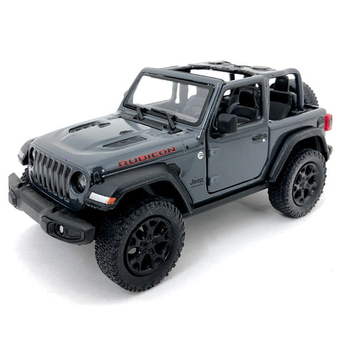 2021 Jeep Wrangler Rubicon 4x4 1:32 Scale Diecast Model Convertible Top Gray by Kinsmart