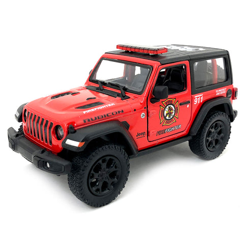2021 Jeep Wrangler Rubicon 4x4 1:32 Scale Diecast Model Hard Top Firefighter Red by Kinsmart