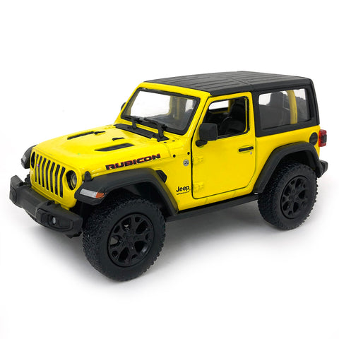 2021 Jeep Wrangler Rubicon 4x4 1:32 Scale Diecast Model Hard Top Yellow by Kinsmart