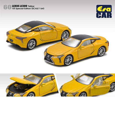 2022 Lexus LC500 1:64 Scale Diecast Model Flare Yellow Limited by ERA Car LS21LCRF60