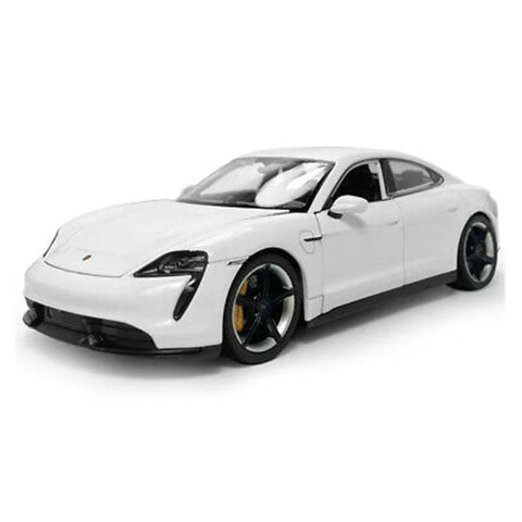 2022 Porsche Taycan Turbo S 1:24 Scale Diecast Model White by Welly 24107W-WH