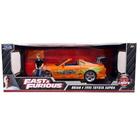 Fast & Furious 1995 Toyota Supra 1:18 Scale Diecast Model Orange with Brian Figure by Jada 31139