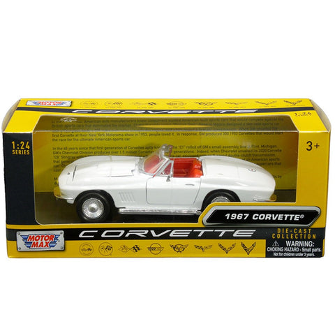 1967 Chevrolet Corvette C2 Convertible 1:24 with Red Interior White by Motor Max 73224 kim ye