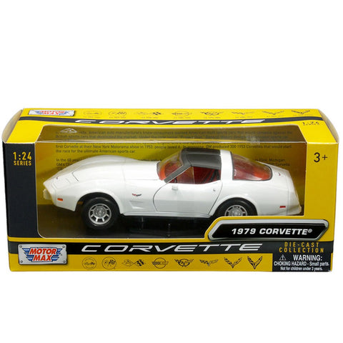 1979 Chevrolet Corvette C3 Coupe 1:24 Scale Diecast Model with Red Interior White by Motor Max 73244