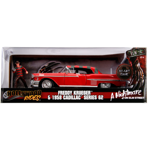 A Nightmare On Elm Street Freddy Krueger 1958 Cadillac Series 62 1:24 Scale Diecast Model by Jada 31102