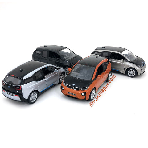 BMW i3 1:32 Scale Diecast Model Orange/Silver/Gray/Black by Kinsmart (SET OF 4)