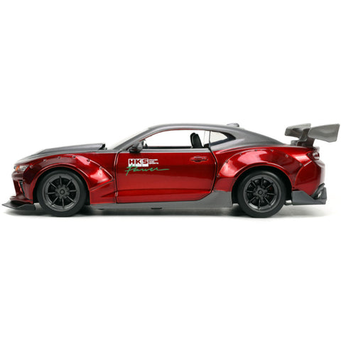 Bigtime Muscle 2016 Chevrolet Camaro SS HKS Widebody 1:24 Scale Diecast Model Candy Red By Jada 33856