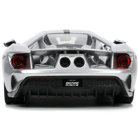 Bigtime Muscle 2017 Ford GT 1:24 Scale Diecast Model Candy Silver by Jada 33857
