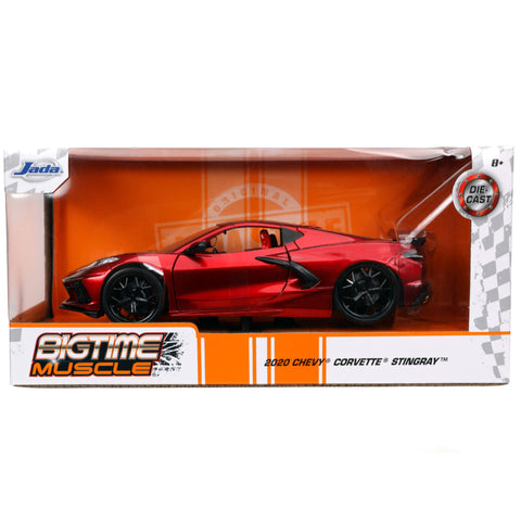 Bigtime Muscle 2020 Chevrolet Corvette Stingray 1:24 Scale Diecast Model Candy Red by Jada 32538