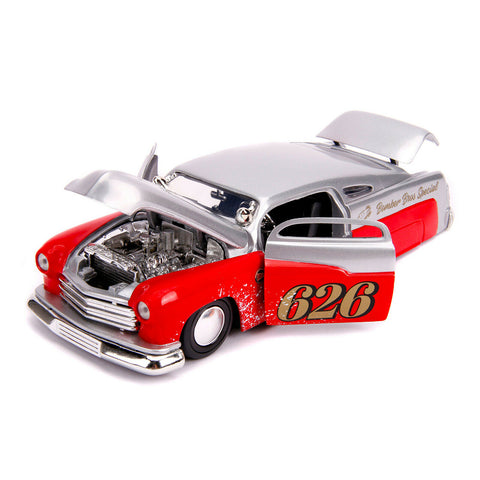 Bigtime Muscle 1951 Mercury "Holley" 1:24 Scale Diecast Model Red Silver by Jada 31454