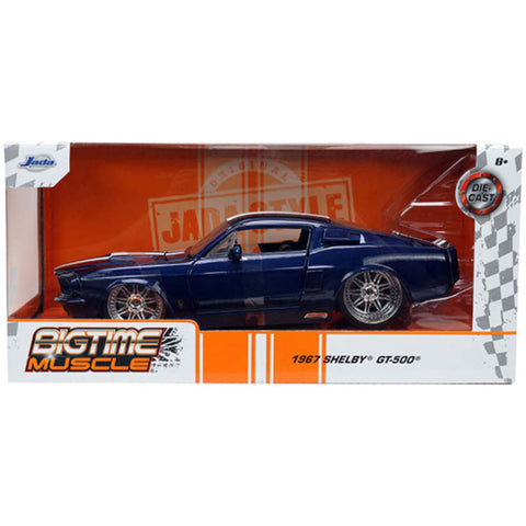Bigtime Muscle 1967 Shelby GT500 1:24 Scale Diecast Model Blue with White Stripes by Jada 33865