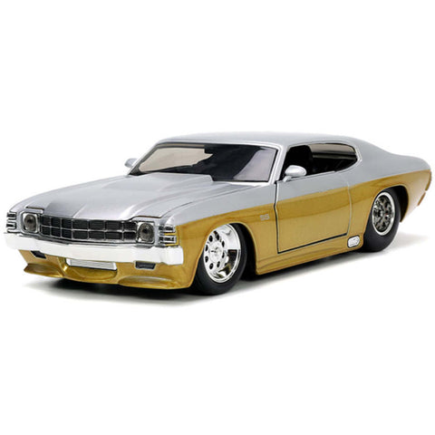 Bigtime Muscle 1970 Chevy Chevelle SS 1:24 Scale Diecast Model Gold Silver by Jada 34116