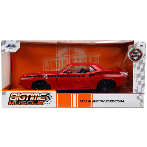 Bigtime Muscle 1973 Plymouth Barracuda 1:24 Scale Diecast Model Red by Jada 34037