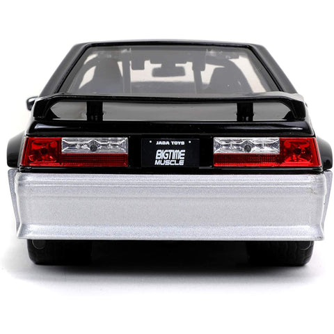 Bigtime Muscle 1989 Ford Mustang GT 5.0 1:24 Scale Diecast Model Black Silver by Jada 32667