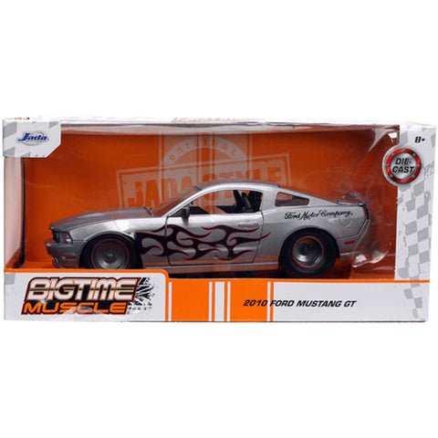 Bigtime Muscle 2010 Ford Mustang GT 1:24 Scale Diecast Model Silver by Jada 34039