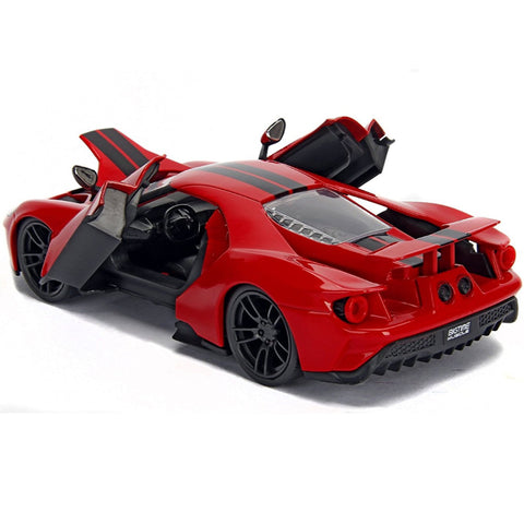 Bigtime Muscle 2017 Ford GT 1:24 Scale Diecast Model Red Black Stripes by Jada 99391