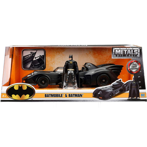 DC Comics 1989 Batmobile with Batman Figure 1:24 Scale Diecast Model Black by Jada 98260