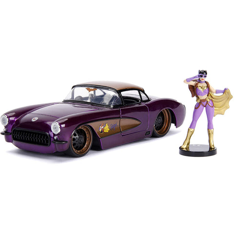 DC Comics Bombshells Batgirl 1957 Chevy Corvette 1:24 Scale Diecast Model Purple By Jada 30457