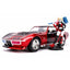 DC Comics Harley Quinn 1969 Chevy Corvette Stingray 1:24 Scale Diecast Model with Figure Red by Jada 31196