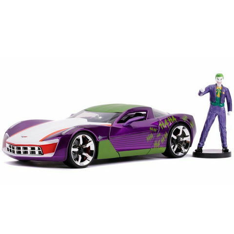 DC Comics The Joker 2009 Chevy Corvette Stingray 1:24 Scale Diecast Model with Figure by Jada 31199