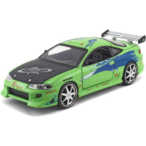 Fast & Furious Brian's 1995 Mitsubishi Eclipse 1:24 Scale Diecast Model Green by Jada 97603 diecasthappy.com