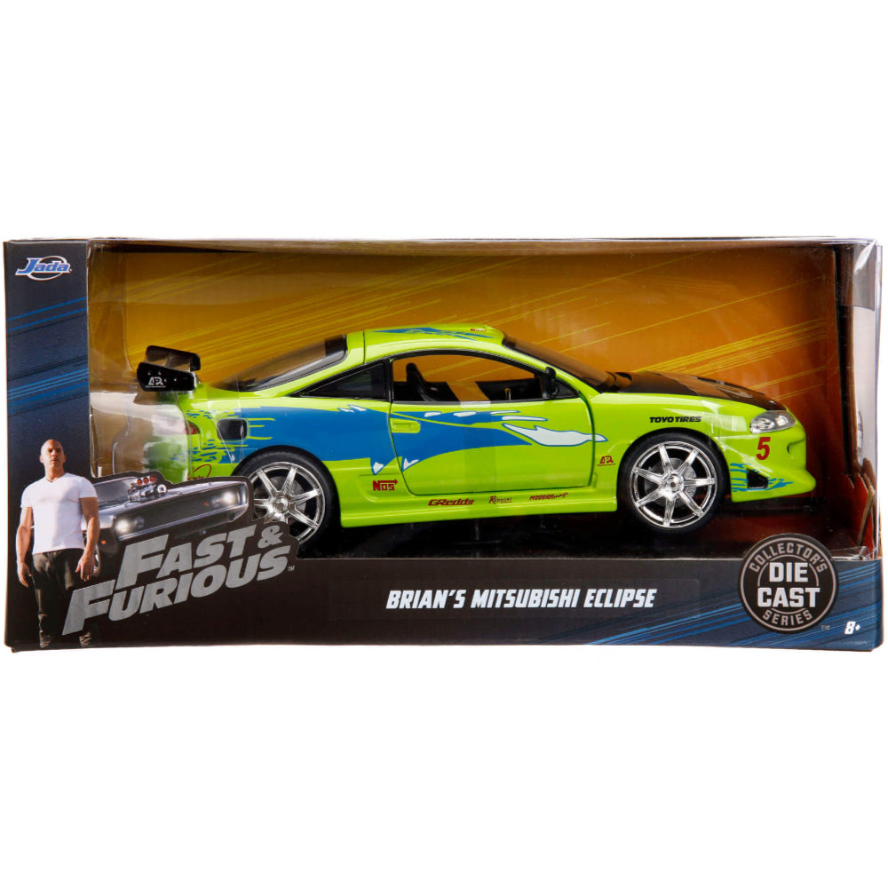 Fast & Furious Brian's 1995 Mitsubishi Eclipse 1:24 Scale Diecast Model  Green by Jada 97603