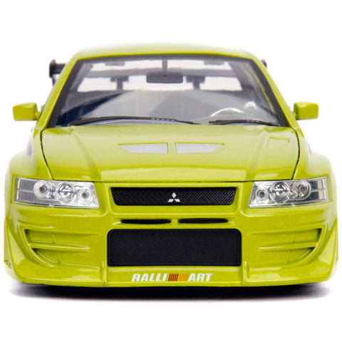 Fast & Furious Brian's 2002 Mitsubishi Lancer Evolution VII 1:24 Scale Diecast Model Green by Jada 99788 diecasthappy.com