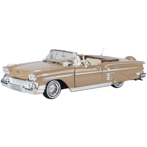 Get Low 1958 Chevy Impala Convertible Lowrider 1:24 Scale Diecast Model Tan Brown by Motor Max 79025TBRN