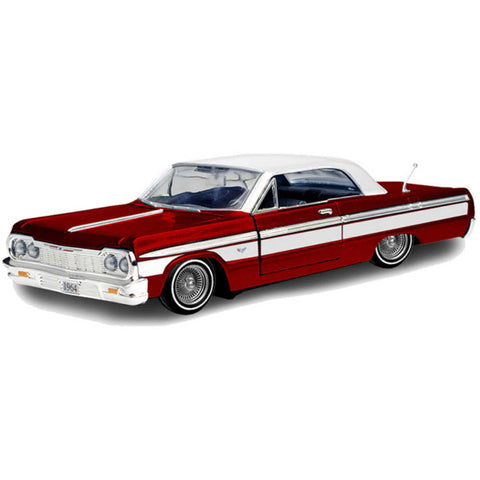 Get Low 1964 Chevy Impala SS Hardtop Lowrider 1:24 Scale Diecast Model Red by Motor Max 74021 *No Window Box*