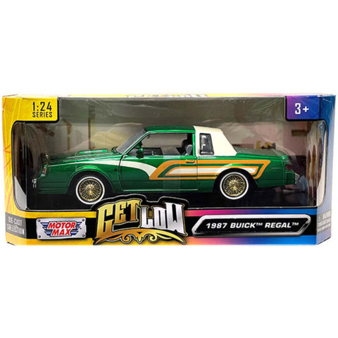 Get Low 1987 Buick Regal Lowrider 1:24 Scale Diecast Model Green by Motor Max 79023GRN