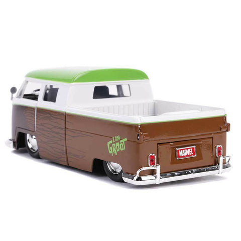 Guardians of the Galaxy 1963 Volkswagen Bus Pick Up Truck 1:24 Scale Diecast Model with Groot Figure by Jada 31202