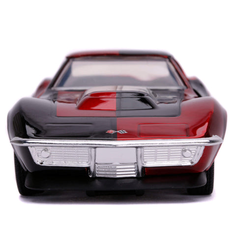 DC Comics Harley Quinn's 1969 Chevy Corvette Stingray 1:32 Scale Diecast Model Red by Jada 32095 diecasthappy.com