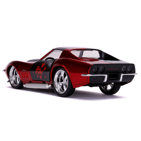 DC Comics Harley Quinn's 1969 Chevy Corvette Stingray 1:32 Scale Diecast Model Red by Jada 32095 diecasthappy.com
