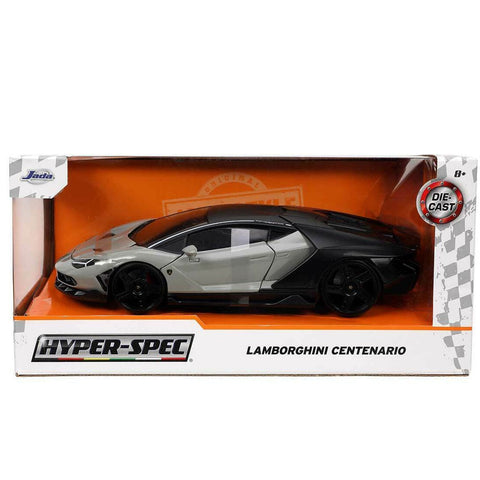 Hyper Spec 2017 Lamborghini Centenario 1:24 Scale Diecast Model Grey Matte Black by Jada 32951