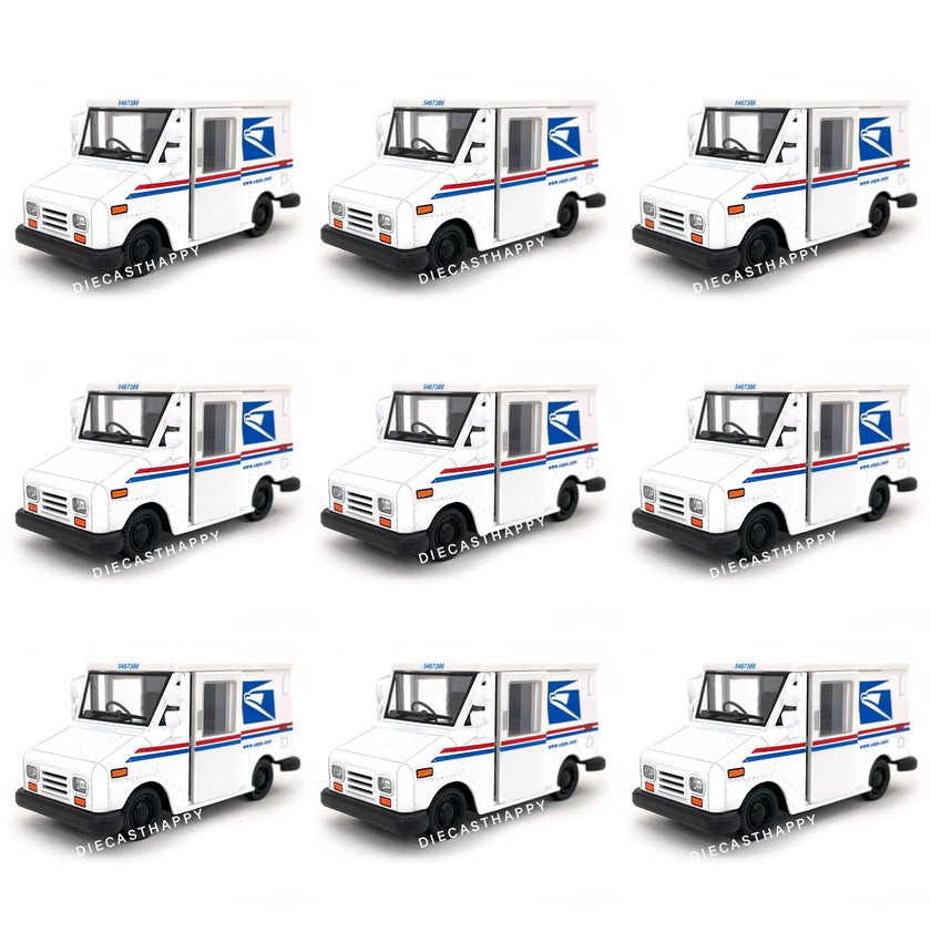 Set of 9 USPS Mail Delivery Truck 1:36 Scale Diecast Model White by Ki ...