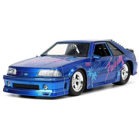 I Love The 80's 1989 Ford Mustang GT Fox Body 1:24 Scale Diecast Model Blue by Jada 31379