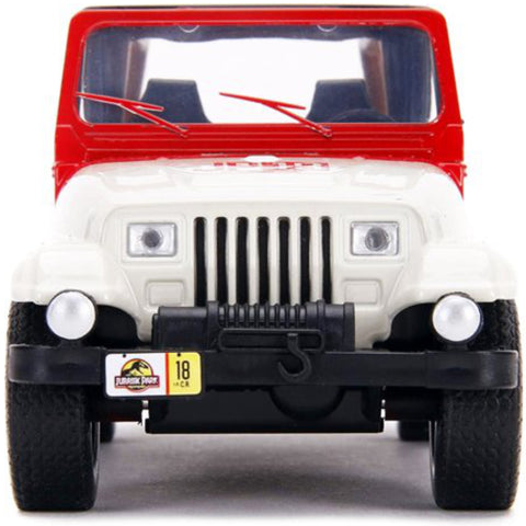Jurassic World 1992 Jeep Wrangler 1:32 Scale Diecast Model White Red by Jada 32129