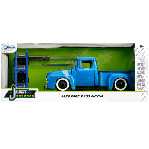 Just Trucks 1956 Ford F-100 Pickup With Extra Wheels 1:24 Scale Diecast Model Blue by Jada 31541