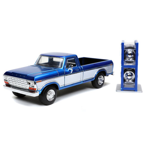 Just Trucks 1979 Ford F-150 Custom Pickup with Extra Wheels 1:24 Scale Diecast Model Blue by Jada 32309