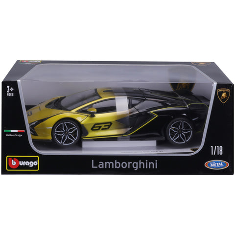 Lamborghini Sián FKP37 Hybrid #63 1:18 Faded Yellow/Black by Bburago 18-11100-YLBK
