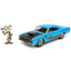 Looney Tunes 1970 Plymouth Roadrunner 1:24 Scale Diecast Model Blue with Wile E Coyote Figure by Jada 32038