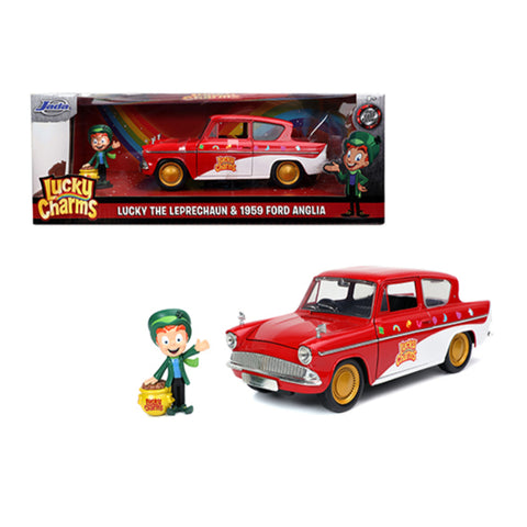 Lucky Charms 1959 Ford Anglia 1:24 Scale Diecast Model With Leprechaun Figure by Jada 32200