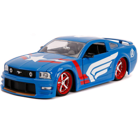 Marvel Avengers 2006 Ford Mustang GT 1:24 Scale Diecast Model with Captain America by Jada 31187