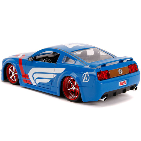 Marvel Avengers 2006 Ford Mustang GT 1:24 Scale Diecast Model with Captain America by Jada 31187