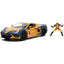 Marvel X-MEN 2020 Chevrolet Corvette Stingray 1:24 Scale Diecast Model With Wolverine Figure Yellow/Blue by Jada 33354 diecasthappy.com