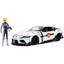 ROBOTECH 2020 Toyota Supra 1:24 Diecast Model White with Roy Focker Figure by Jada 33682